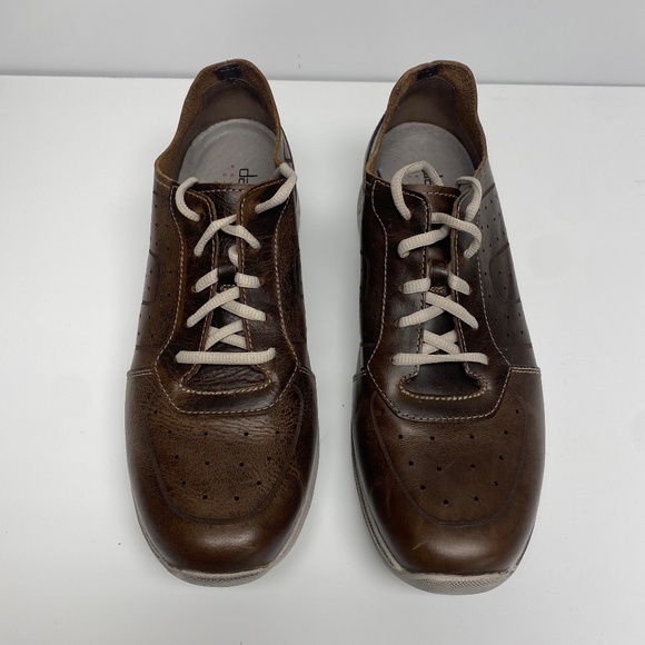 Dansko Brown Leather Oxford Sneakers with White Soles - Picture 3 of 9